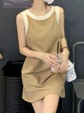 Dresses Women Summer Loose Waist Patchwork Casual for Ladies Hot Sale Korean Style Temperament New Arrival Vestidos-Outfit