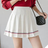 Fashion Striped Women Pleated Skirt High Waist Zipper Summer JK Girls Dancing Mini Skirt Korean Sweet Summer Black