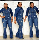 Piece Set African Clothes for Women Dress Autumn Vestidos Elastic Jeans Suit African Outfits Dashiki Plus Size Africa Clothing-Outfit
