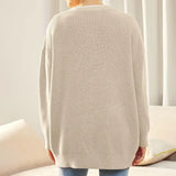 Joker Knit 2023 Women's Button V-Neck Pure Color Sweater Women-Outfit