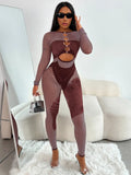 Woherb 2024 Women's Two-Colored Tight-Studded Long-Sleeved