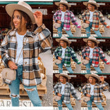 Net Red Autumn Street Temperament Long-Sleeved Collar Loose Women's Plaid Shirt Long