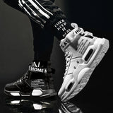 High Top Fashion Leather Sneakers Trend Hot Sale Comfortable Man Casual Shoes Outdoor Non-slip Breathable Men
