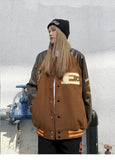Bomber Woman Jacket Hip Hop Furry Bone Patchwork Color Block Jackets Mens Harajuku Streetwear Men Baseball Coats