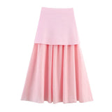 Women's 2025 Summer New V-Neck Gold Button Knitted Vest + Folding Skirt