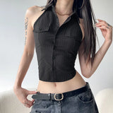 Lapel Single-Breasted Suit Vest 2024 Summer Spice Girl Fashion Sleeveless New Top-Outfit