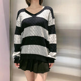 80's Downtown Girl Striped Sweater-Outfit