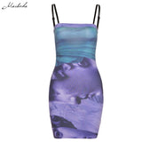 Summer Fashion Printing Slim Sling Dress Women Sleeveless Sexy Clothing Y2K Lady Mini Bodycon Dresses 2021