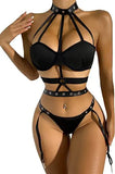Style Sexy Underwear Sexy Female Lacquer Leather Milk Silk Hollow Out Underwear Sexy Suit-Outfit
