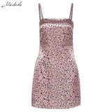 Summer Pink Spaghetti Strap Mini Dress Women Fashion Sleeveless Casual A-Line Dress Lady Streetwear Clothes 2020