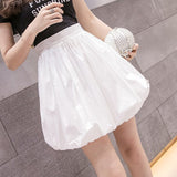 Fashion Women Ball Gown Skirt Korean High Waist Solid Color Pocket Zipper Mini Skirt Summer Girls Casual Black White