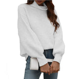 Solid-Color Knitted Shirt Women's High-Collar Women's New High-Collar Sweater In Autumn And Winter