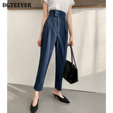 Elegant High Waist Women Harem Pants Autumn Workwear Loose Female Pants 2020 Office Ladies Trousers-Outfit
