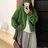 Woherb Style Multi-Color Hooded Double Zipper Knit Cardigan Women's New Short Hair Sweater Hoodie Autumn And Winter Small Coat-Outfit