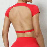 Woherb Chest Mat Nude Yoga Clothes Tight Fast-Dry Sports Yoga Top Outdoor Running Beautiful Back Health-Outfit