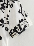 2023 Women Summer Shirts Dress Vintage Print Short Sleeve Sashes Linen V-Neck Female Elegant Street Dresses Clothing-Outfit