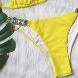 Woherb Hot-Selling New Crystal Diamond Chain Swimsuit Split Swimsuit Sexy