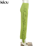 Kliou Side Tassel Women Skirt Elegant Unique Robe Straight Skinny Hight Waist Stretchy Hot Streetwear Style Female