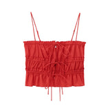 Spring Style Bow Tie Slim Poplin Halter Top 3067055-Outfit