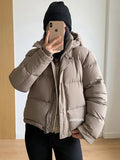 2022 New Winter Fashion Hooded Warm Fluffy Short Jacket Women Thickened Loose Waterproof 90% White Goose Down Bread