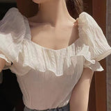 2021 Spring Korea Chic Tops Blusas Flare Sleeve Very Fairy Cute Sweet Girls Lady Shirts Flhjlwoc Pink Ruffled Women