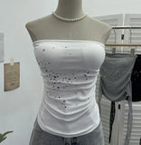Diamond Splicing Lace-Back Strapped Braided Braided Braided Brae Folded Bra Sleeveless Top