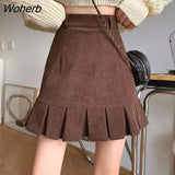 Mini Skirts Women Fashion Newest Autumn Korean Retro Vintage Females Hot Sexy All-match High Waist A-line Skirt Chic-Outfit