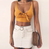 new low chest V-neck top women's sexy nightclub style sleeveless off shoulder short tank top with cut-out lace up in pink