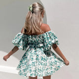 Sexy Puff Sleeve Off Shoulder Floral Print Summer Mini Dress For Women 2023 Loose A-Line Holiday Beach Dress Boho Vestido-Outfit