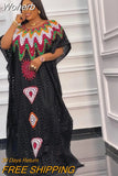 Dresses for Women Vetement Femme 2023 Dashiki Embroidery Print Boubou Robe Africain Femme Abaya Dubai Long Kaftan Dress-Outfit