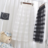 Women One Layer All Match Outer Tulle Skirt Elastic Waist Black Tutu A-line Long Skirt QT2180-Outfit