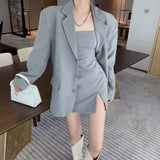 Woherb Summer New Temperament Texture Suit Women's Bag Hip Sling Dress Suit Jacket Fried Street Two-Piece Set-Outfit