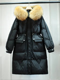 Waterproof Winter Women's Long Puffer Jacket 2022 Big Real Raccoon Fur Hooded Duck Down Coat Female Rain Feather