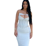 Color Sexy Hollow Bosom Sling With Dingy Fish Bone Blouse Blouse Woman