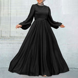 Dress Party Holiday Solid Dubai Abaya ZANZEA Elegant Women Fashion Satin Maxi Turkey Hijab Autumn Islamic Clothing