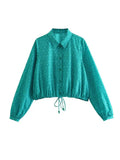 2023 Women Summer Blouses Shirts Tops Fashion Print Single Breasted Bow Poplin Female Casual Elegant Tops Clothing-Outfit
