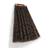 Polka Dot Printed High Waist A-Line Mesh Skirts Women Elegant Y2K Mid Length Tulle Skirt QT1757-Outfit