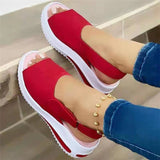 Platform Women Sandals Soft Stitching Ladies Wedge Sandals Comfortable Flat Sandals Women Open Toe Beach Shoes Woman