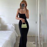 Satin Slip Sleeveless Backless Slim Sexy Maxi Dress 2022 Spring Women Party Y2K Concise Bodycon Elegant