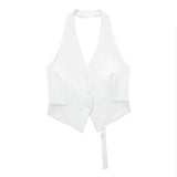 New Single-Breasted Shoulder Buckle Collar Halter Vest 7926446-Outfit