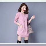 Woherb Korean Version Of The Long Round Collar Long Sleeve Slim Sleeve Knit Bottom Shirt Autumn And Winter New Pure Color Sweater Female Tide-Outfit