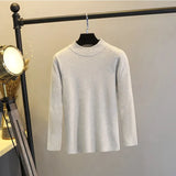 Spring Autumn Crew Neck Women Pullover Sweater Solid Basic Tight Sweaters OL Style Knit Female Jumper Pull