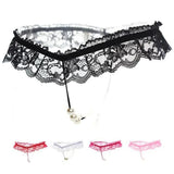 Sexy De Pup Lace Women's T-Thing Thong Trousers Pearl Panties Massage Lingerie Open-File Underwear T-Perspective