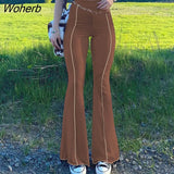 Vintage Y2k Pant Bell Bottom Pants High Waist Trousers Slim Solid Women's Pant Streetwear Flare Pants for Women Vamos Todos-Outfit