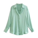 Spring Style New Spring Satin Texture Classic Shirt 7969046-Outfit