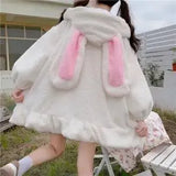 Kawaii Rabbit Ear Hoodie Sweatshirt Women Funny White Black Winter Girl Hoodie Oversize Cute Japan Harajuku