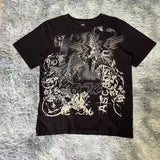 2025 New Printed Skull-Head T-Shirt Top With Casual Fashion Round-Neck Short