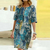 Floral Printed Dress Women Summer Sundress ZANZEA Bohemian Short Sleeve Cotton Knee-length Vestidos