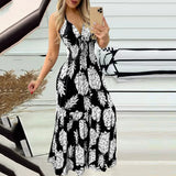 Woherb New Neck With High Waist Print Dress Sexy Women's Dress-Outfit