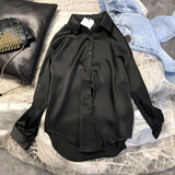 Silk Shirt Vintage Blouse Women Spring 2023 Womens Clothing Sheer Top Woman Overshirt Women Longsleeve Dress Shirt-Outfit